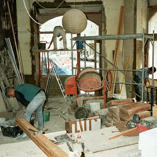 Baustelle des ersten VollCorner Biomarkts in der Rothmundstaße